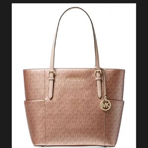 Michael Kors Metallic Signature Jet Set Tote